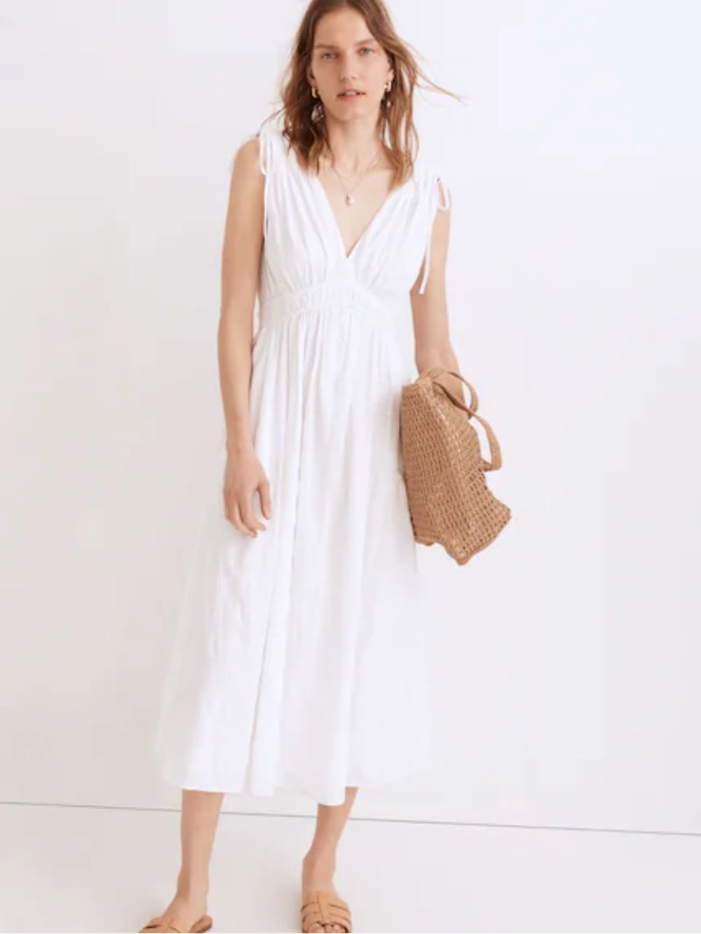 Sophia Smocked Midi Dress in Windowpane